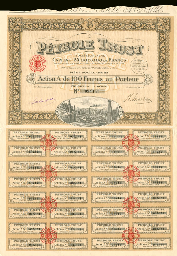 Petrole Trust Societe Anonyme - Stock Certificate